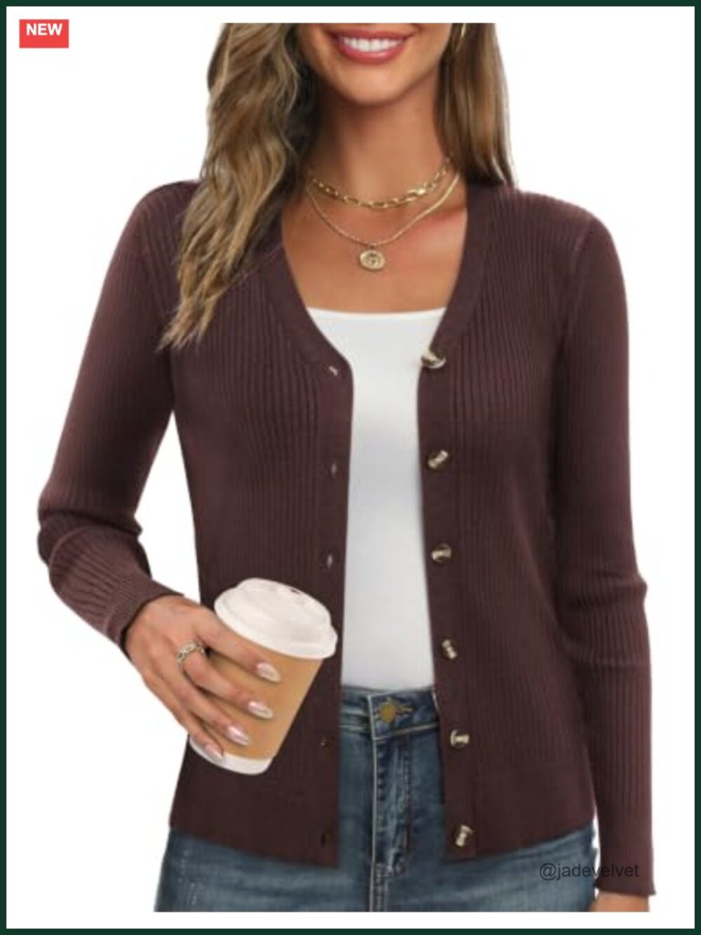 Ribbed Knit Button Front Cardigan Long Sleeve V Neck Sweater
